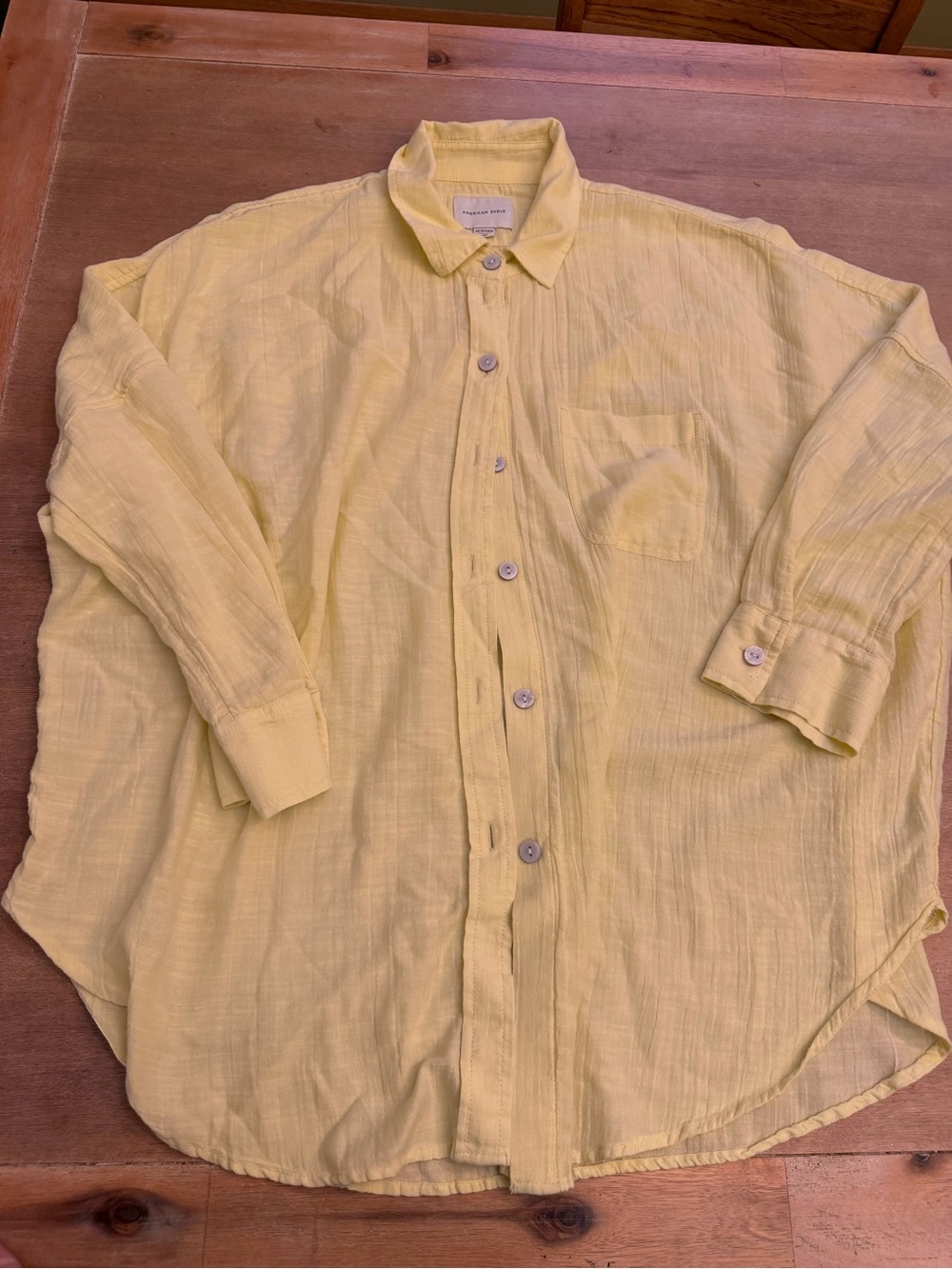 American Eagle Outfitters Pale Yellow Button-Down Shirt